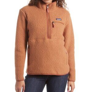 Patagonia Womens S Retro Pile Fleece Marsupial Pullover Beech Brown Zip 22835